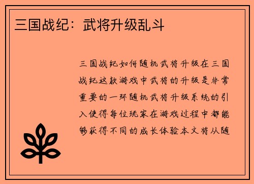 三国战纪：武将升级乱斗