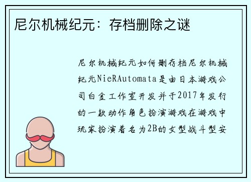 尼尔机械纪元：存档删除之谜